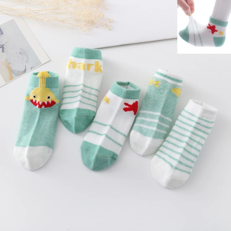 5Pairs/Lot Spring And Summer Baby Mesh Socks Cartoon Cute Children\'s Thin Breathable Short Socks 1-3Years Kids Socks