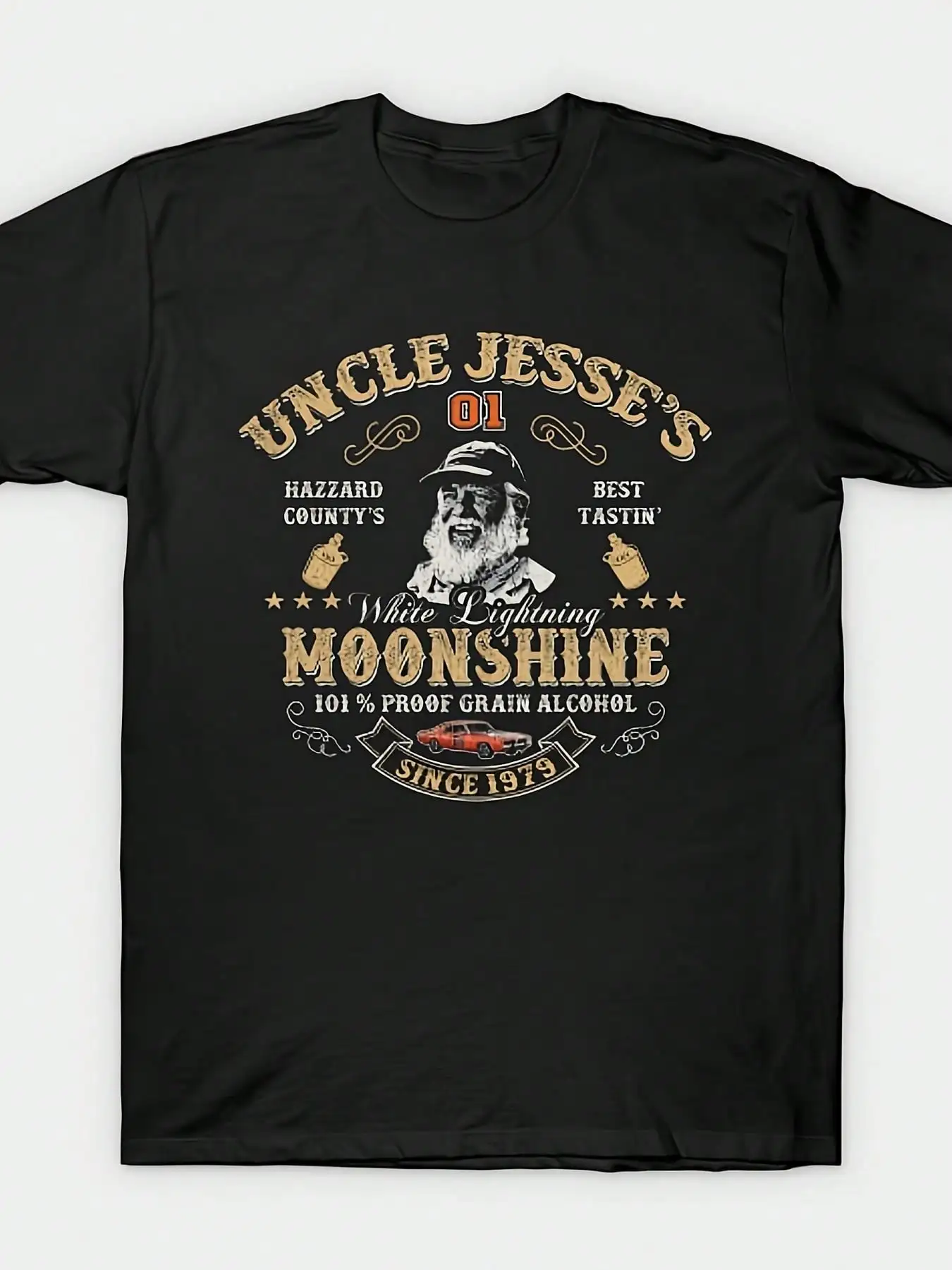 

[Uncle Jesse's | Moonshine] Uncle Jesse's 100% Cotton Moonshine Graphic T-Shirt | Casual Round Neck Tee