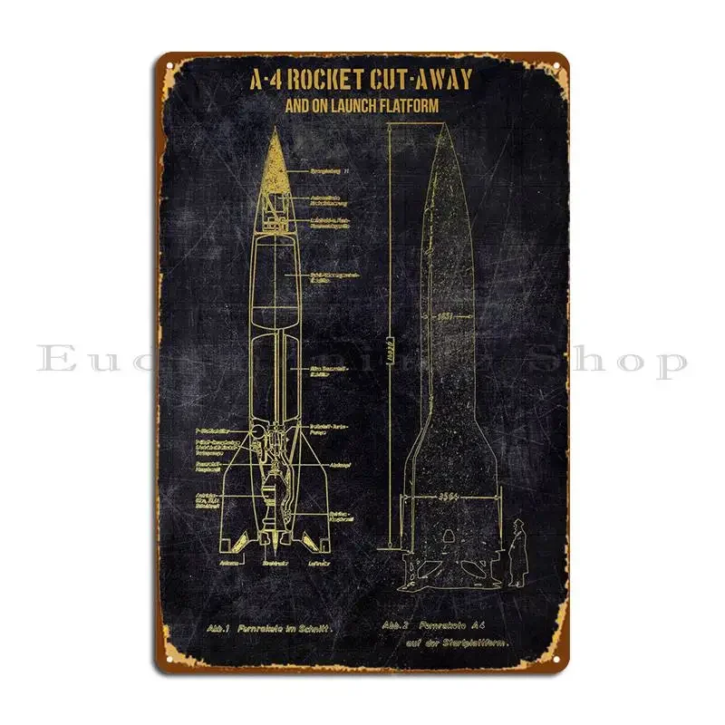 A4 ROCKET CUTAWAY Metal Plaque Funny Iron Club Mural Club Tin Sign Poster