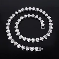 Yupsk 45CM/20CM Shiny Heart Rhinestone Hip Hop Rock Tennis Chain Bracelet Necklace for Women Men Trendy Jewelry Set Gift 5