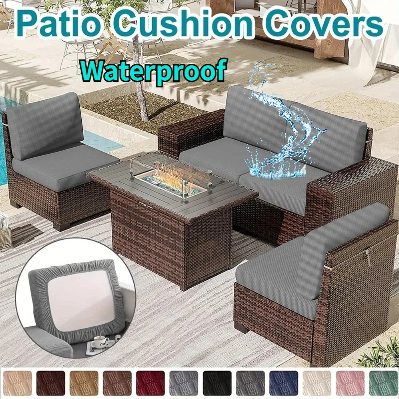 Waterproof Outdoor Jacquard Patio Sofa Cover Splash Polar Fleece Sofa Seat Cushion Slipcover Home Garden Decor Elastic Sofa Case