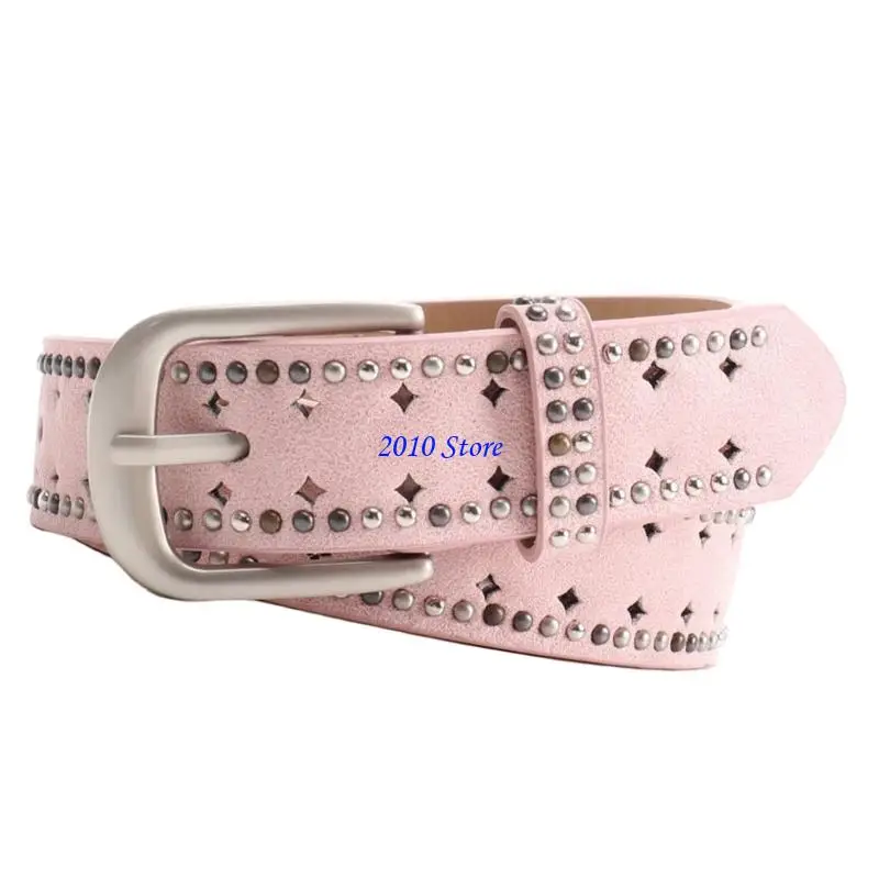 F3MF حزام نسائي أنيق قابل للتعديل بتفاصيل معدنية على إكسسوار الخصر من جلد البولي يوريثان اللطيف