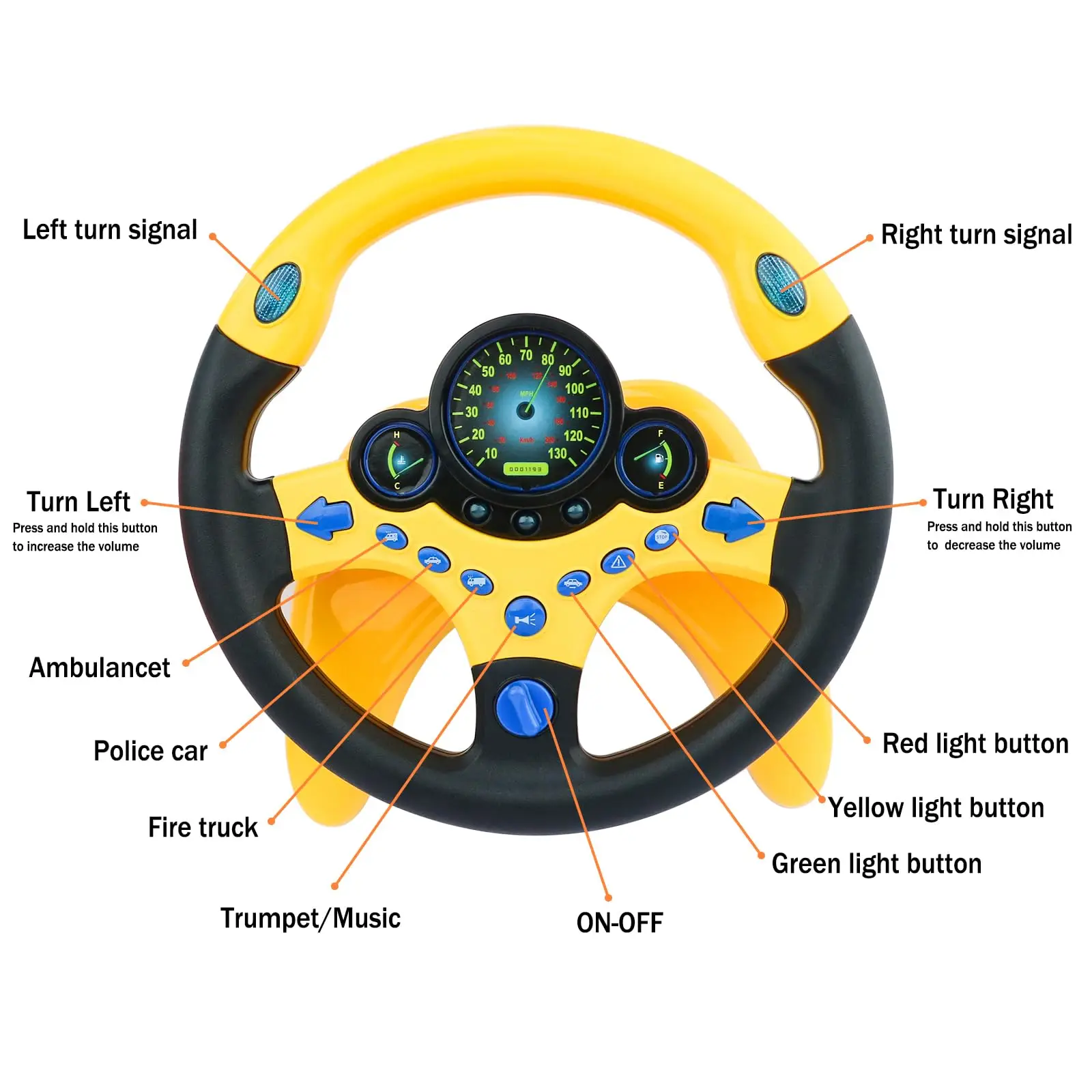 Electric Simulation Steering Wheel Toy With Light And Sound Educational Children Co-Pilot Children'S Car Toy Vocal Toy Gift