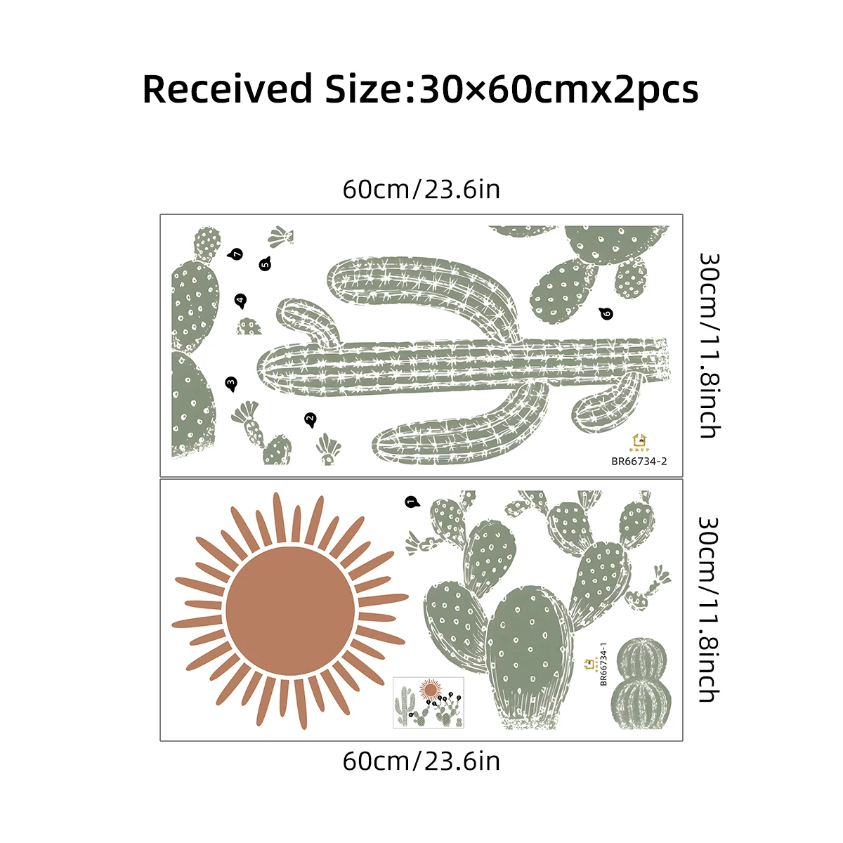 Cartoon Cute Cactus Boho Wall Art Wall Stickers Removable for Bedroom Living Room Nursery Decoration Wall Decals