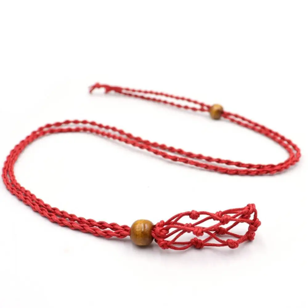 Adjustable Net Bag Braided Necklace Handmade Durable Net bag necklace fashion Retro style Crystal Stone Pendant Necklace Men