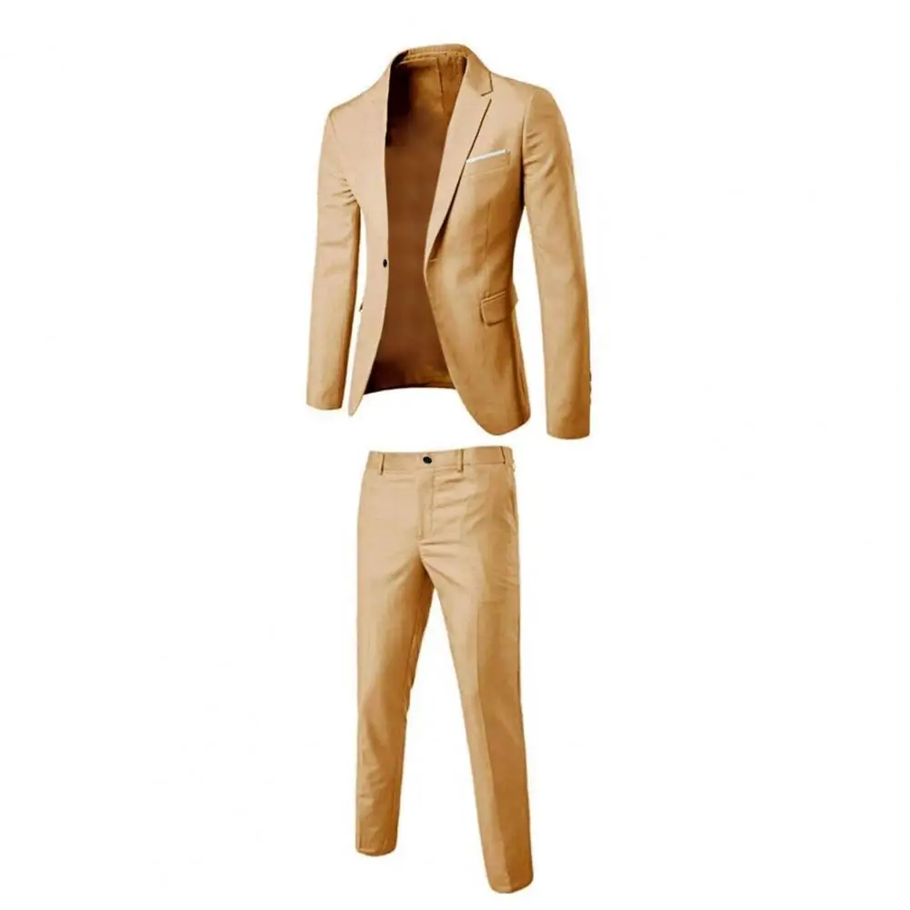 Blazer Pants Men Suit Korean Style Slim Fit Buttons Formal Suit Temperament Single-breasted Spring Business Suit Blazer + Pants