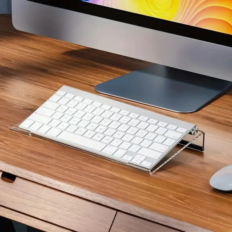 ∘Clear Acrylic Keyboard Stand Ergonomic Tilted Design Height Adjustable Tray for PC Gaming Office Typing