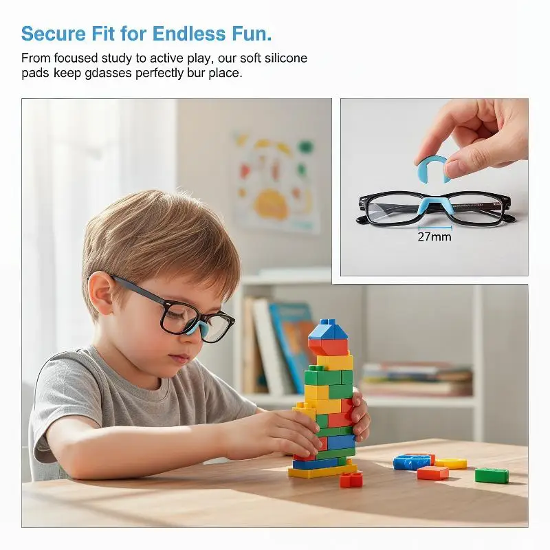New New 5 Pcs Colorful U Shaped Silicone Conjoined Children's Eyeglass Soft Nose Pads For Glasses Anti-Slip Insert Nose Pad