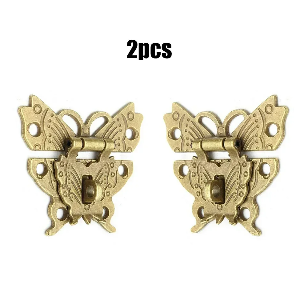 50*43mm Butterfly Design Antique Gold Colour Hasp Latch Decorative Jewelry Wooden Box Furniture Lock Vintage Hardware Latch