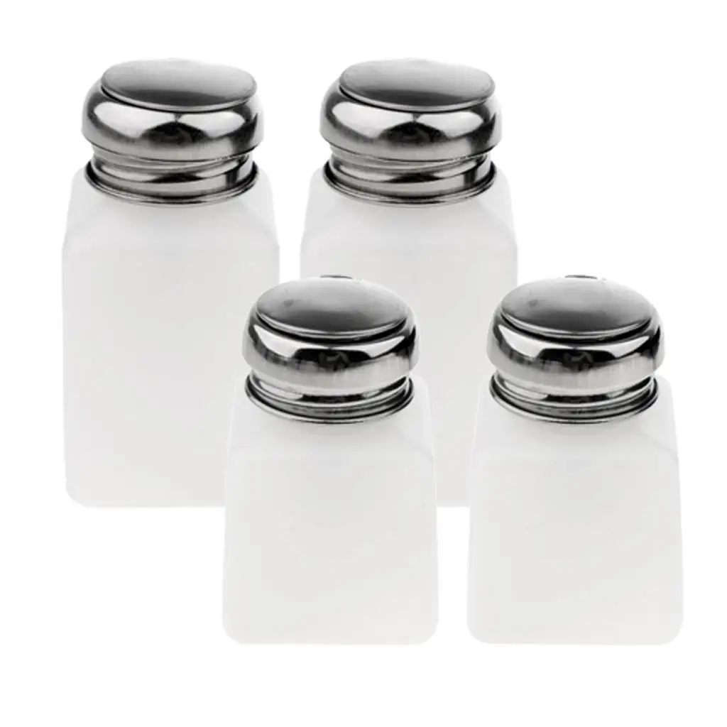 White Pump Dispenser Bottle Set for Storing Alcohol Nail Polish Remover Cleaning Liquid Nail Water Sticker Tools