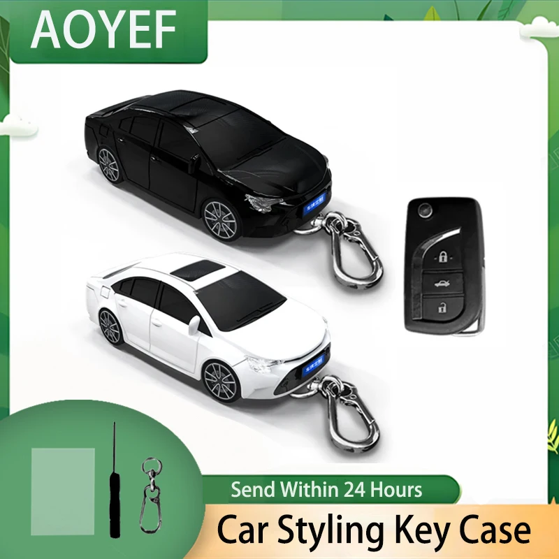 

2024 for Toyota LEVIN Car Key Case Car Styling for Toyota Hilux Camry Corolla Avensis Prado TOY43 Remote Key Cover Case Keychain