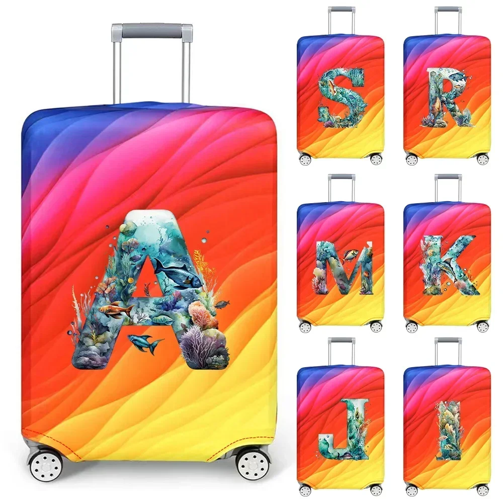 Luggage Cover Stretch Fabric Suitcase Protector Baggage Case for18-32 Inch Suitcase Case Fish Letter Series Travel Organizer