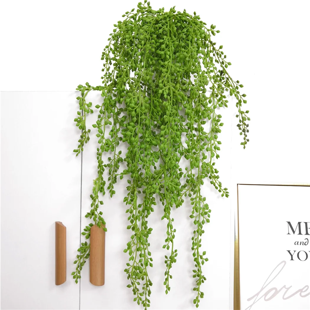 Artificial Plant Black Bone Mango Vine 1 Piece 5 Branches Home Wall Hanging Ivy Green Fake Flower Plant Pine Needles