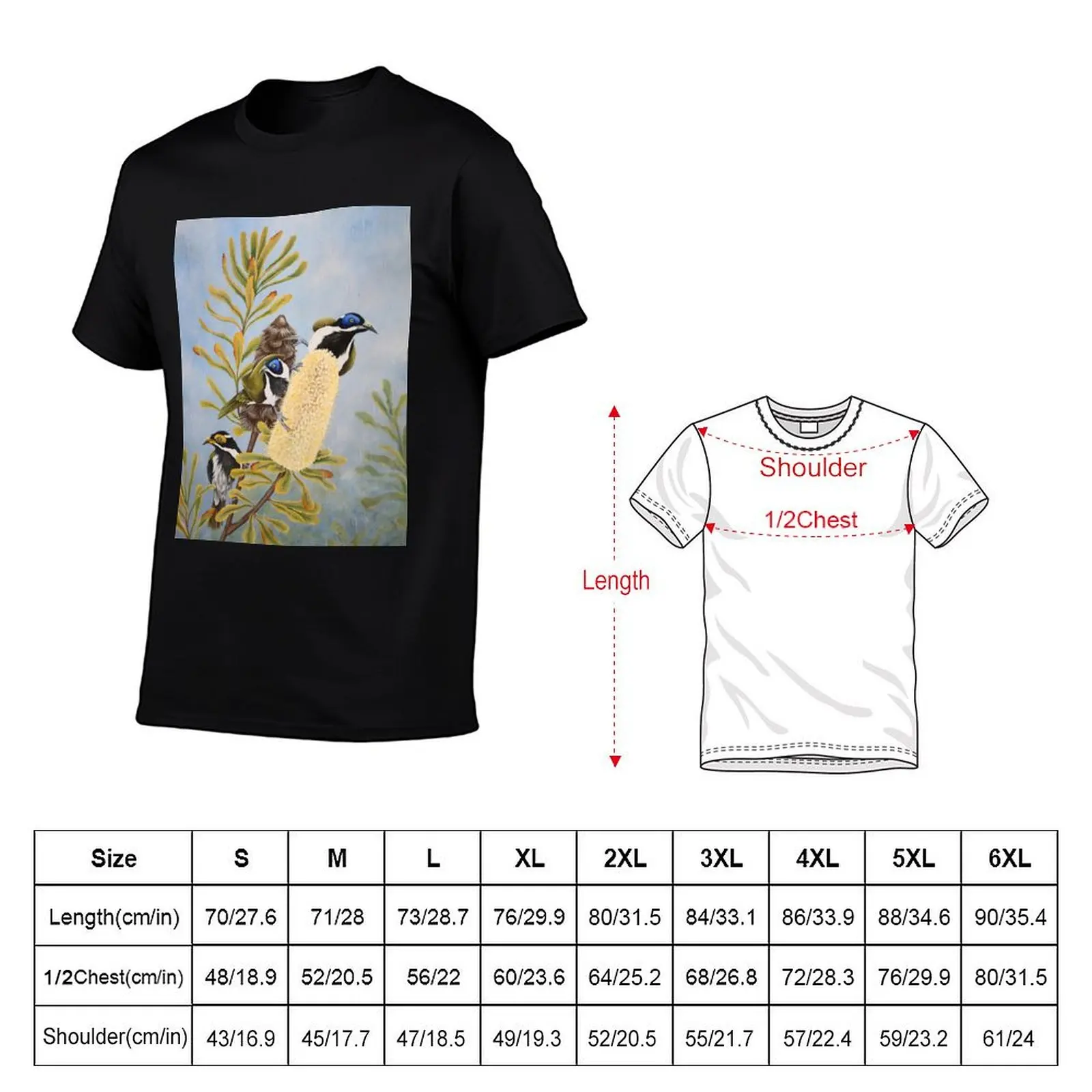 Sweet Rain - Blue Faced Honeyeaters T-Shirt Casual Loose Daily Wear T-Shirt