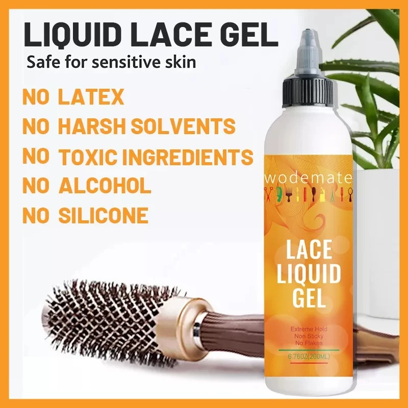 200ml Lace Liquid Gel Extreme Hold Frontal Wig Glueless Lace Gel Temporary Hold Clear Adhesive Invisible Glue For Edge Styling