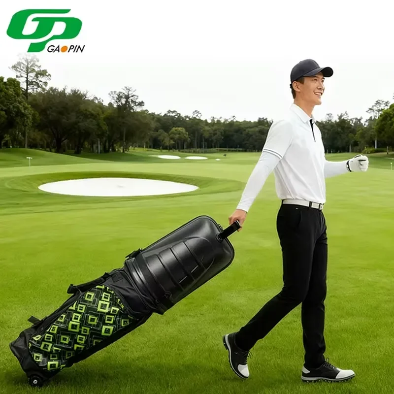 GP Foldable Golf Travel Bag Hard Shell Waterproof ABS Case with Silent Wheels Password Lock Large Capacity Airline Approved