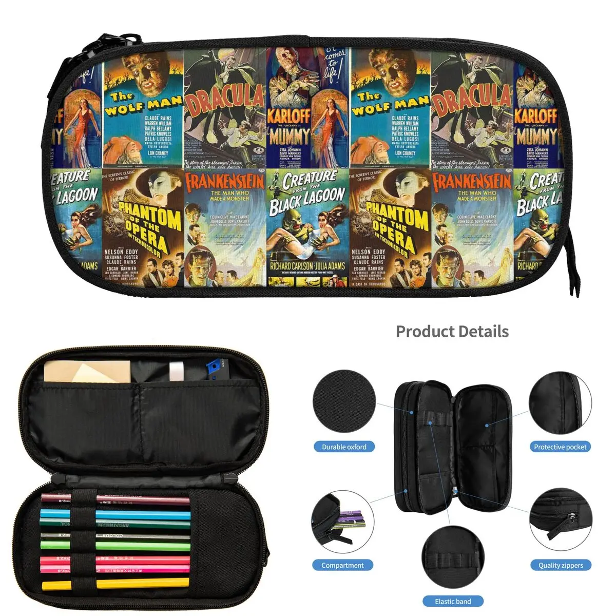 

Универсальные пеналы Monsters для студентов, школьная коробка для ручек, сумка-карандаш большой емкости, пенал для хранения канцелярских принадлежностей