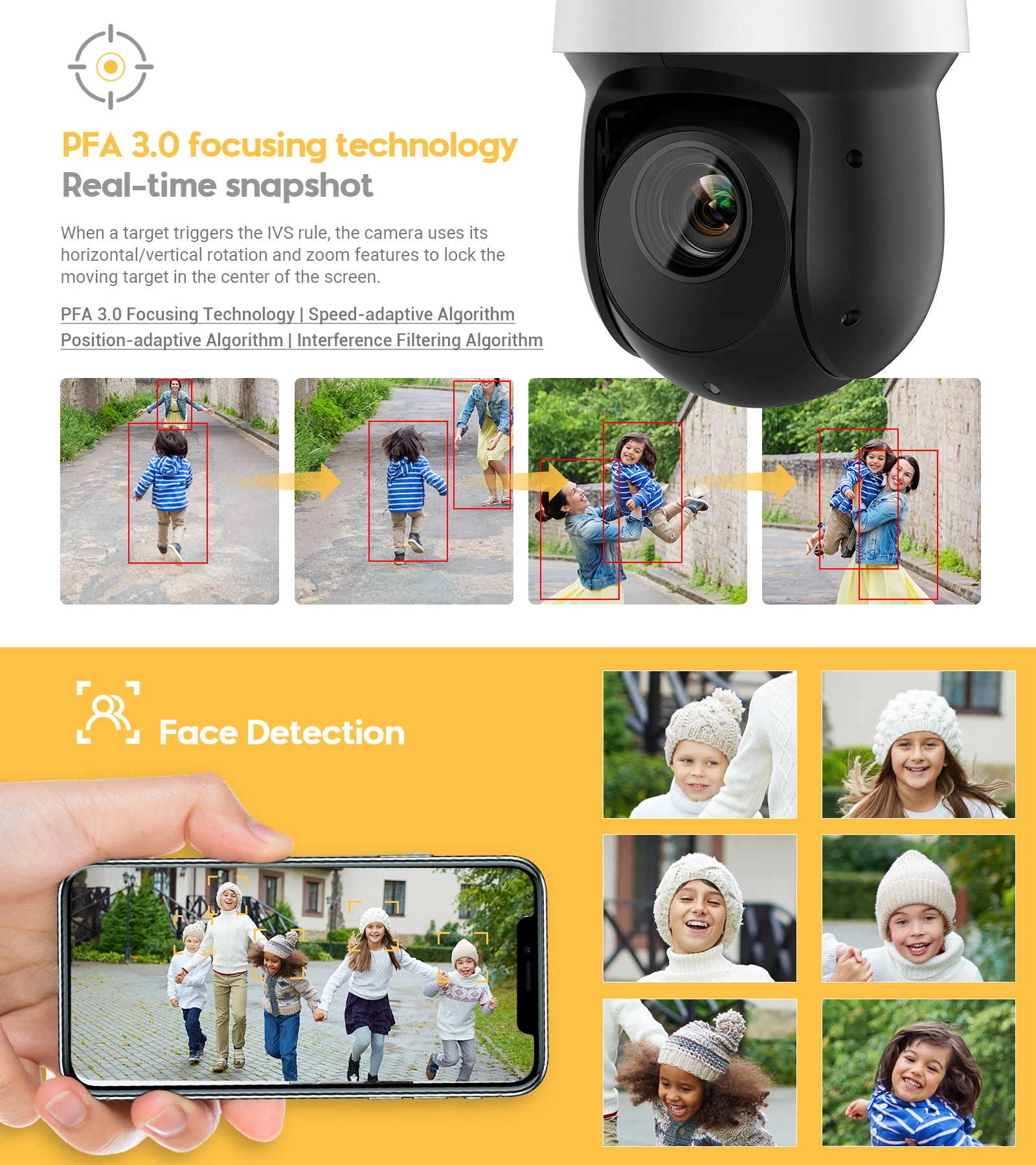  8MP 25X Starlight IR WizSense PTZ Camera  Auto-Tracking Security Face Detection 100M Distance