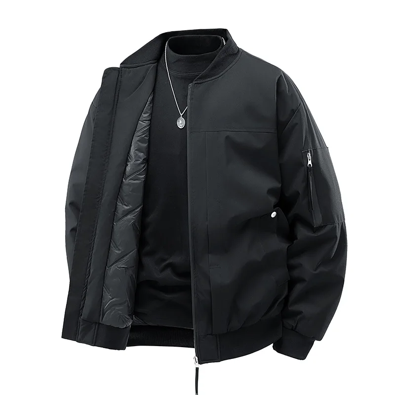 

Outdoor Cycling Jacket Baseball Collar Coat Mens Winter Cotton-padded Jacket Casual Loose Men Fashionable Short Plus-size Jacket