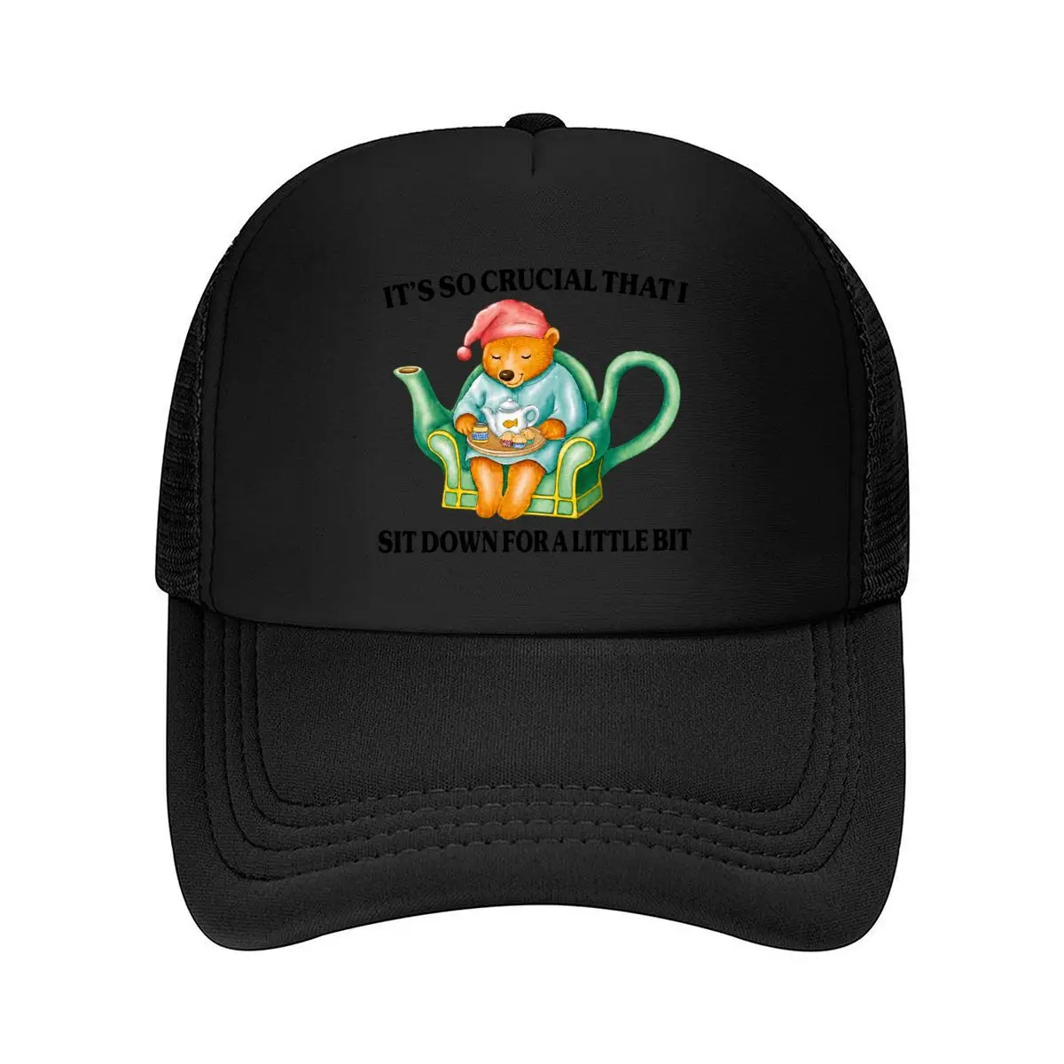 Its So Crucial That I Sit Down For A Little Bit Bear Mesh Baseball Cap Hip Hop