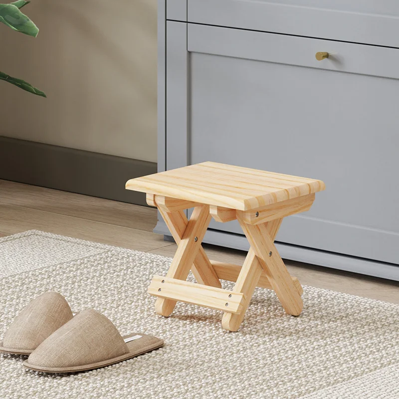 

Shoe changing stool for household doorstep, can sit and put on shoes, enter the solid wood dressing room, try folding shoes