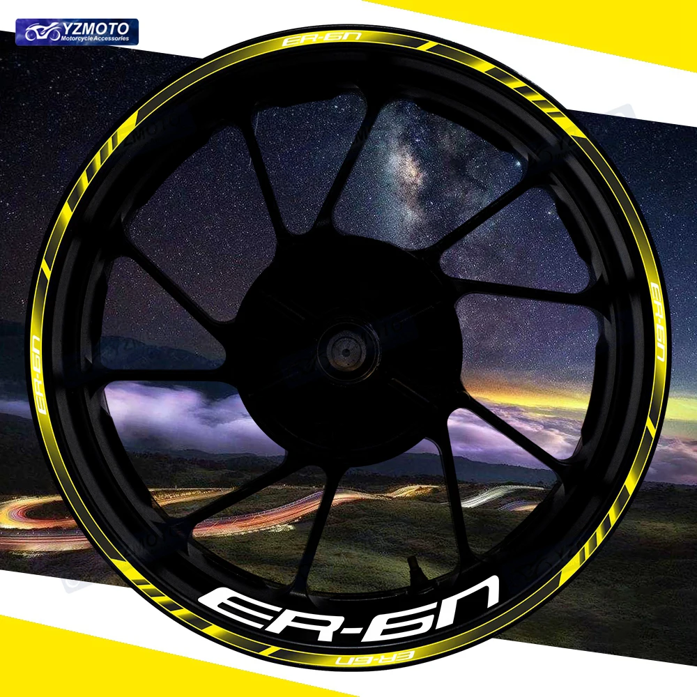 

For ER-6N ER6N ER 6N Motorcycle 17 Inch Front And Rear Wheel Sticker Hub Decal Decorative Reflective Waterproof Rim Stickers