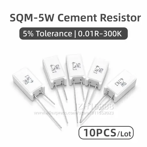 Lot de 10 résistances cimentées SQM 5W 0.1R 0.22R 0.33R 0.5R 1R 2R 4R 5R 8R 10R 15R 20R 25R 30R 47R 50R 100R 150R 1K 10K