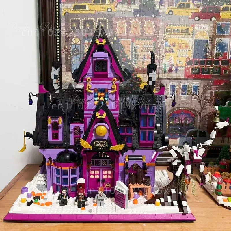 

Новая серия Хэллоуина, строительные блоки, бар ведьмы, волшебный магазин, лабораторная сборка мелких частиц, игрушка, модель, украшение для фестиваля, подарок