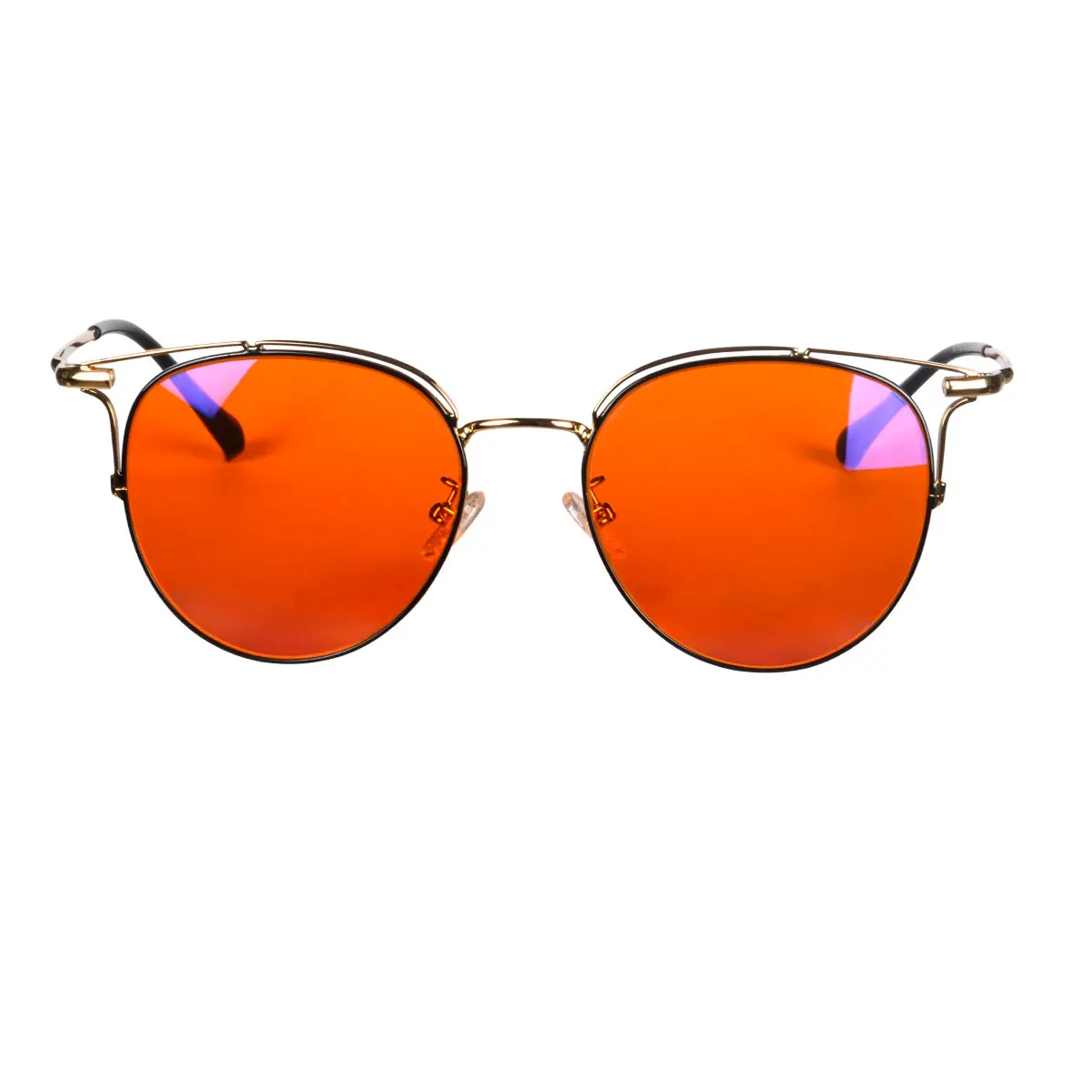 SHINU النساء نظارات دائرية Y2k عدسة حمراء النوم أفضل عدسة برتقالية الضوء الأزرق حجب نظارات وقت طويل الألعاب صديقة هدية #6