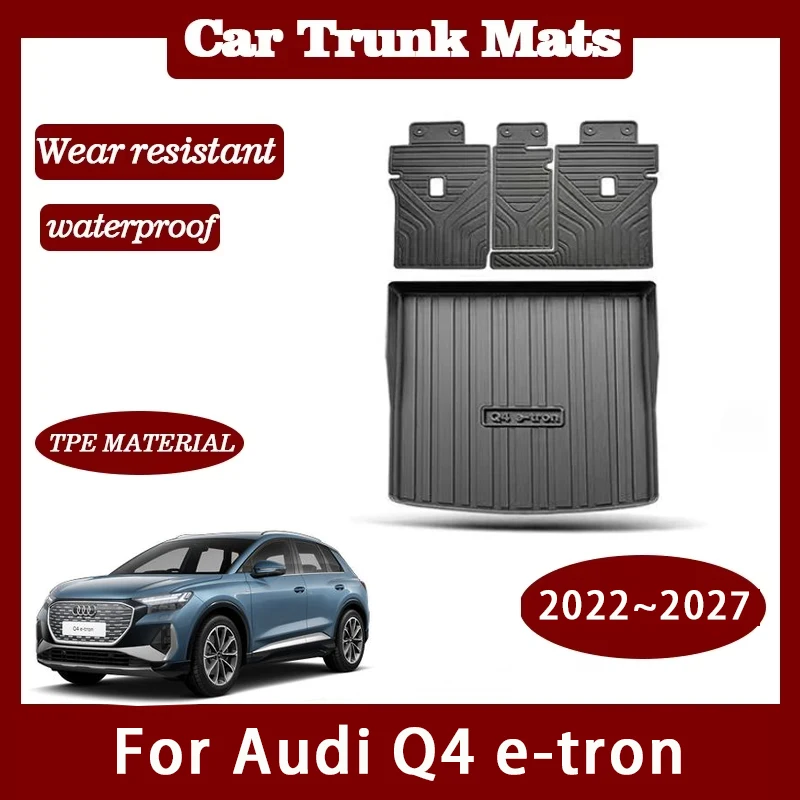 

Коврики в багажник для Audi Q4 e-tron F4 2022~2027, водонепроницаемые, из ТПЭ, для хранения, защита заднего сиденья, грузовой вкладыш, автоаксессуары