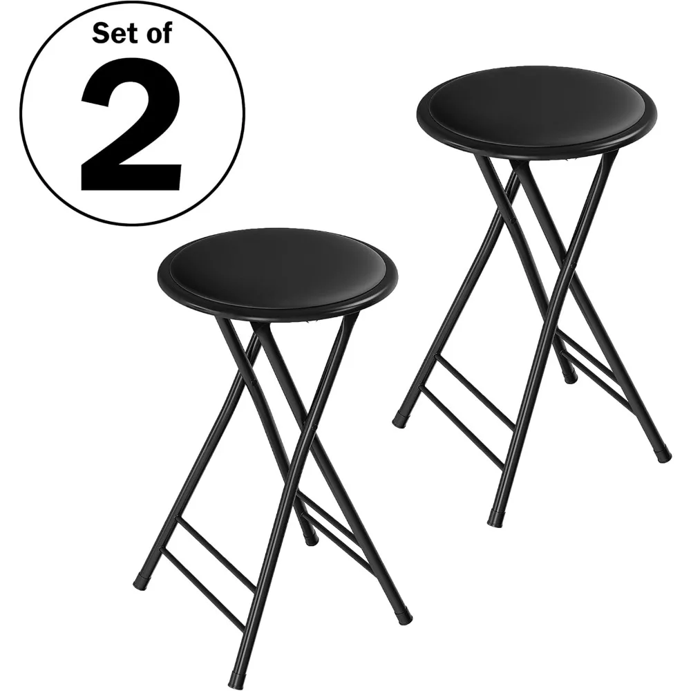 Backless Folding Cadeiras Bar Stools, Counter Altura, Conjunto de 2, 225lb Capacidade, Cozinha, Sala de repetição, Sala de jogos, 24"