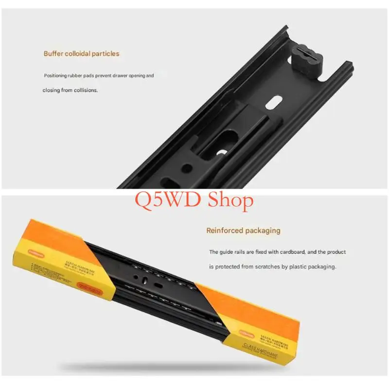 Q5WD High Load Capacity Buffered Close Slide Rails Pair Providing Safe Anti Slam Closing for Family Friendly Environments 2pcs