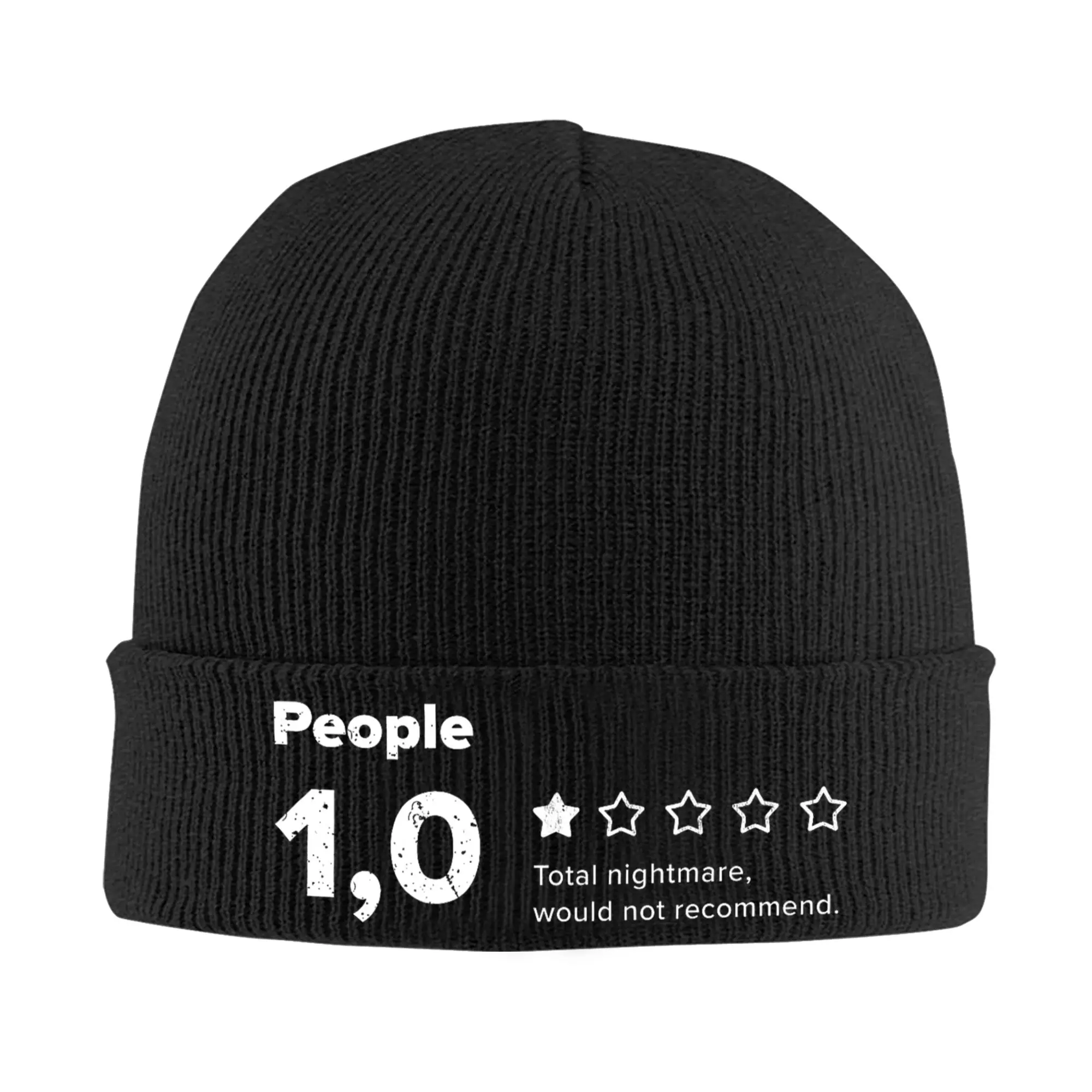 Funny People One Star Rating Knitted Hat Beanies Winter Hats Warm Acrylic Street Absolute Nightmare Cap Men Women Birthday Gift