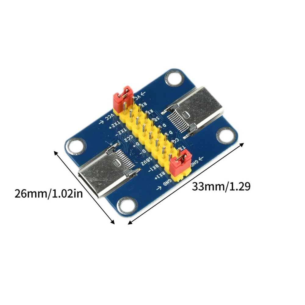 Type-C Male to Female/Female to Female Test Board USB 3.1 Reversible Plug 2.54mm Pin Header Adapter Expansion Board