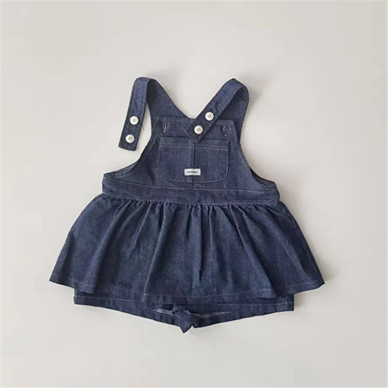 

2025 Autumn New Girls Strap Dress Children Casual Dress Baby Girl Sleeveless Denim Dress Infant Culottes For Girls Clothes