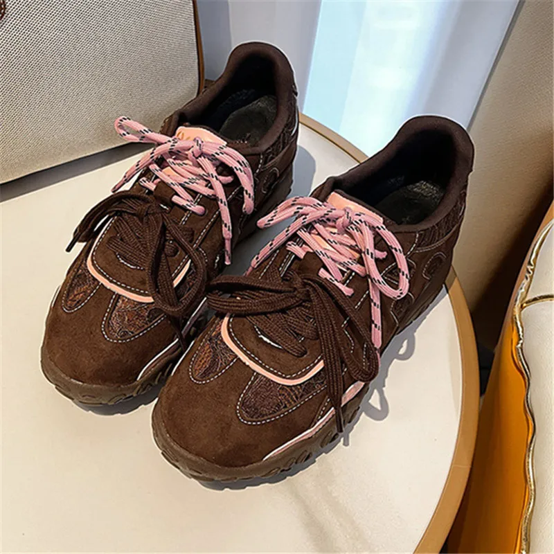 

Fashion Women Round Toe Lace-Up Sneakers Woman's Mixed Colors Patent Leather Height Increasing Shoes Ladies Thick Bottom Sneaker