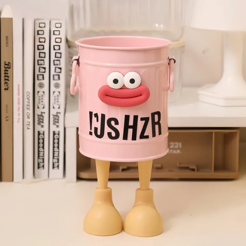 Big Mouthed Pen Holder Plastic Storage with Stickers Big Mouthed Legs Fooffice Desks Stationery Makeup Brushes Storage Ornaments
