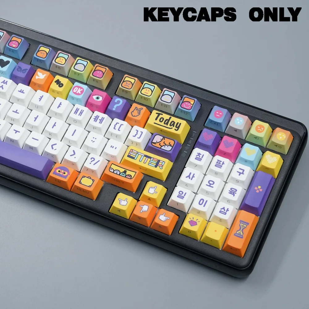 130 Keys Hangul Doubleshot Keycaps PBT Keycap Backlit Side Legends Korean Key Cap for MX Switches Mechanical Keyboard Caps
