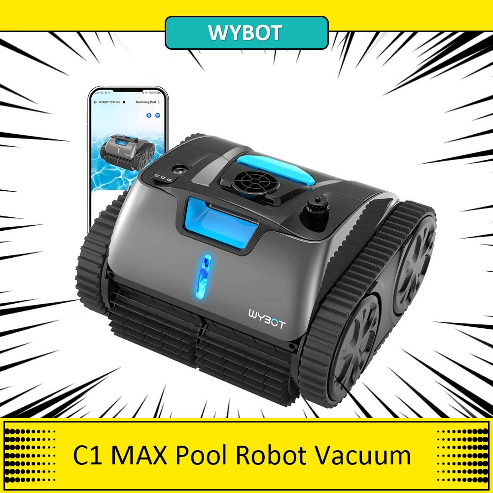 WYBOT C1 MAX Cordless Pool Robot Vacuum with APP, 180-240min Runtime, 3 Cleaning Modes, Wall Climbing, 65W Suction Power, Up to