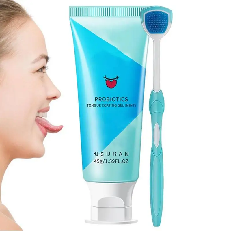 

Tongue Cleansing Gel With Brush Silicone Tongue Scraper Tongue Cleaning Brush Tongue Cleaning Gel Set Mint Freshen Breath