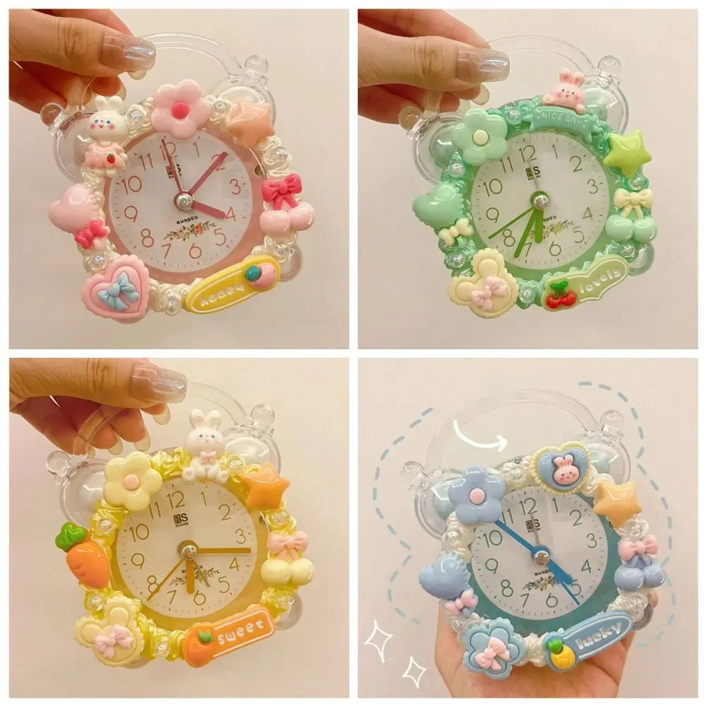 Cream Gum Cartoon Alarm Clock Material DIY Y2K DIY Homemade Alarm Clock Rabbit Cute Electronic Clock Material Pack Chrismas Gift