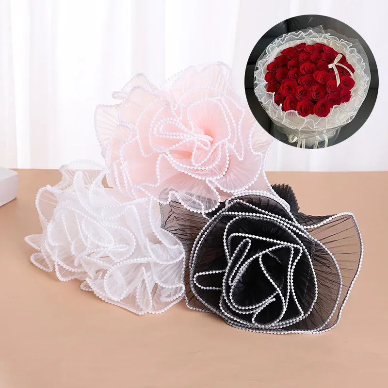 

4Yards Flower Wrapping Wave Yarn Wedding Party Decor Handmade DIY Gift Packaging Supplies Rose Bouquet Packaging Paper Lace Mesh
