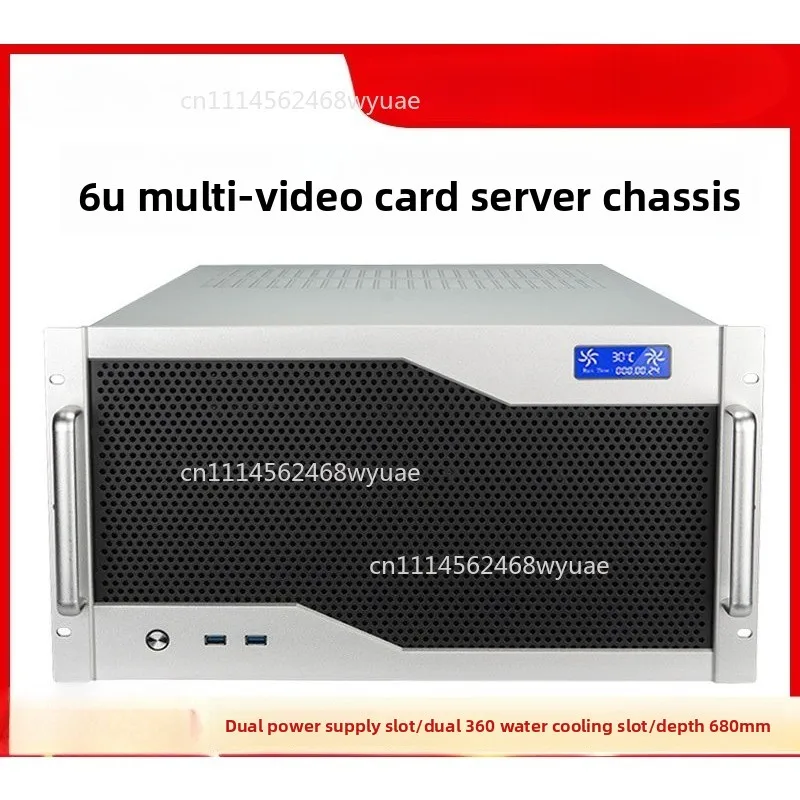 6U Industrial Server Chassis, 12 Slots Multi GPU Case, Supports E-ATX Motherboard, Dual ATX Power Supply & Water Cooling