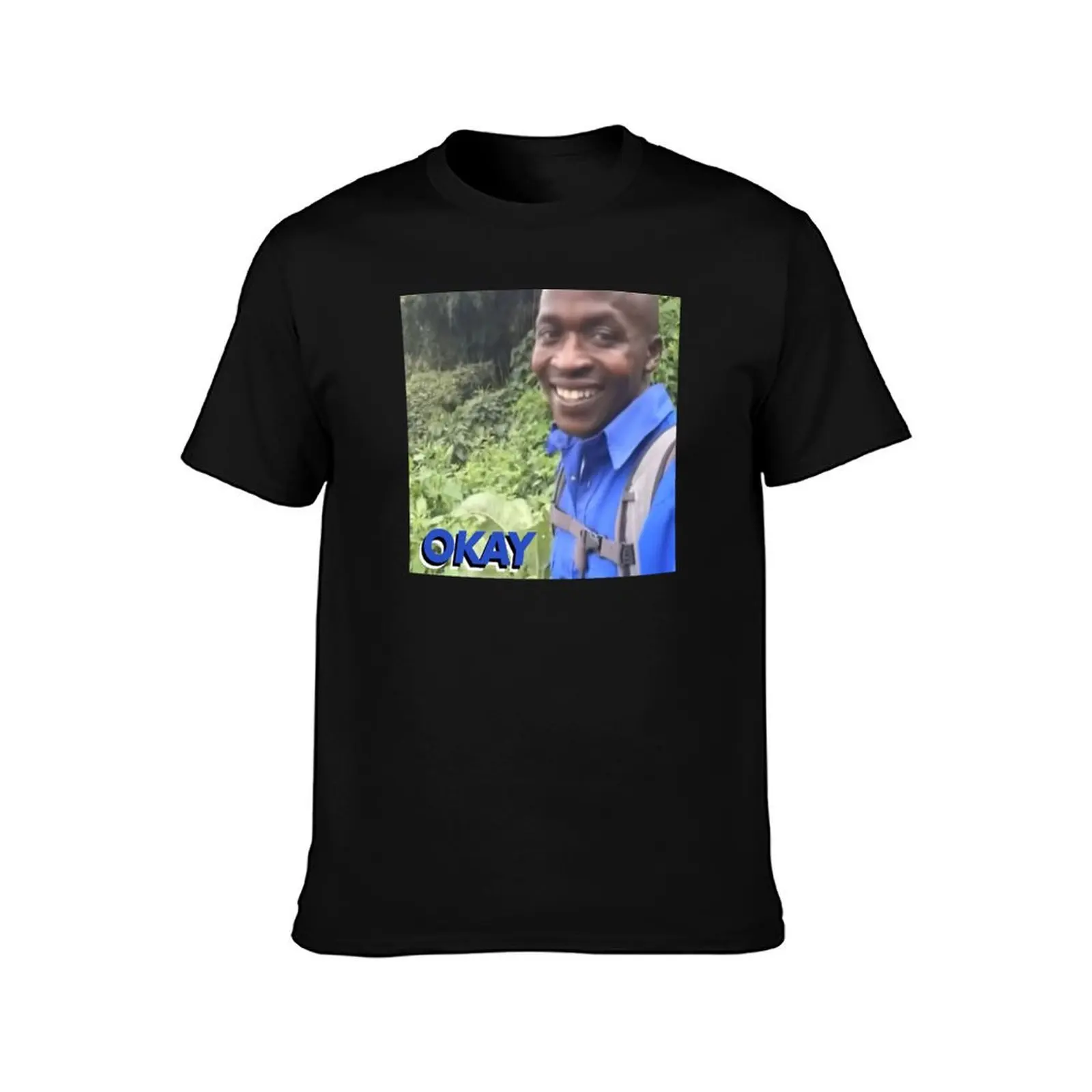 Hi Okay Black man in Blue Shirt on Jungle Tour Meme Socially Awkward T-Shirt Street Style Casual Tee Shirt