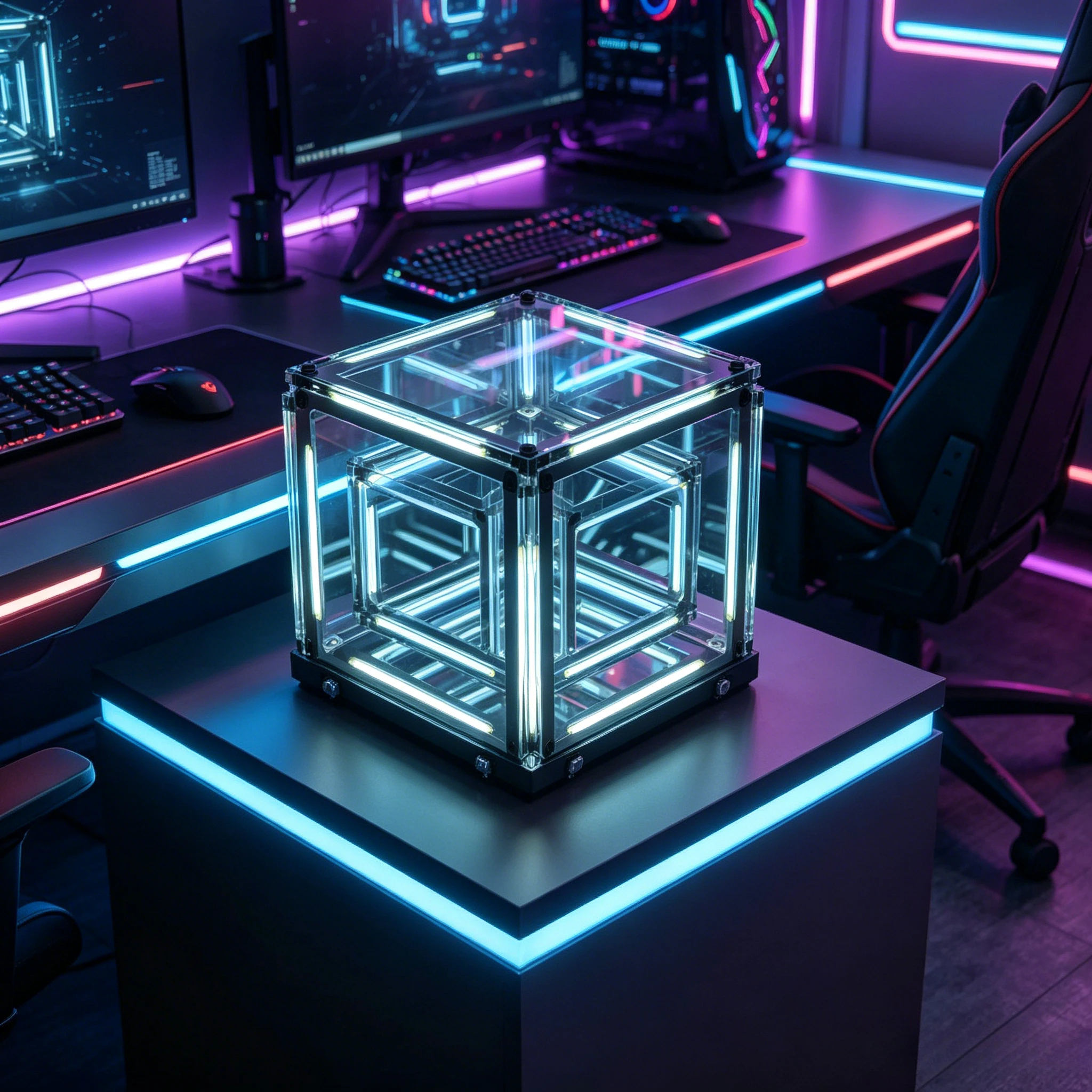 Original Desktop E-sports Ambient Light Technological Ornament, Cubic Creative Abyss Night Light
