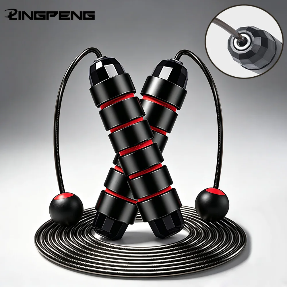 With Ball Bearings Adjustable Tangle-Free Speed Wire Jump Rope Workout with Foam Handles for Fitness Home Workouts
