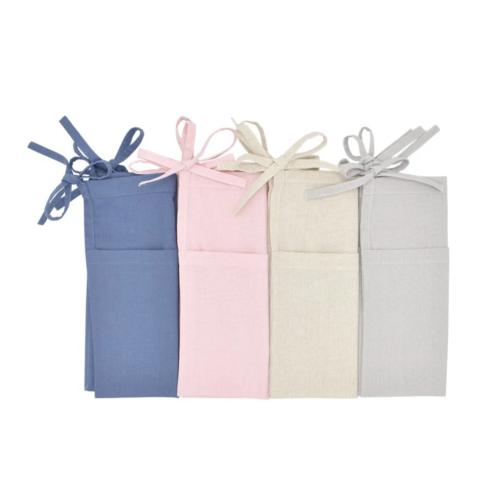 

Crib Organizer Hanging Storage Bag Double Pocket Cotton Diaper Pouch For Nursery Kindergarten Durable Large Capacity