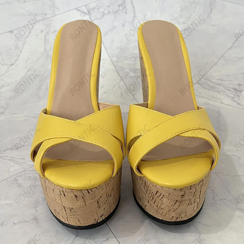 Rontic 2021 Women Platform Slingback Sandals Slippers Unisex Wedges Heel Open Toe Gorgeous Nude Beach Casual Shoes US Size 5-20 view 3