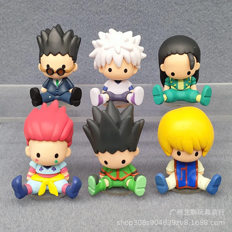 6pcs/set Anime HUNTERxHUNTER Killua Q Version Mini Action Figure PVC Model Statue Twisted Egg Toys Doll Desk Decor Gifts boxed