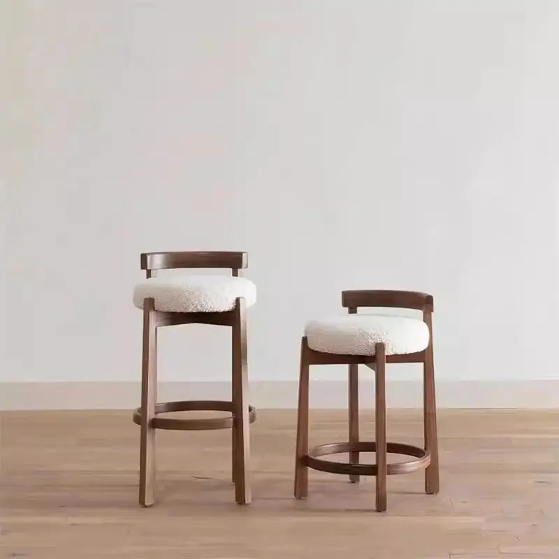 Home Bar Chair Minimalist Solid Wood Modern Simple High Chair Bar Stool High Stool Front Desk Bar